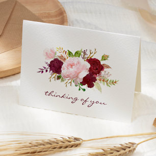 Pink and Marsala Floral Bouquet Sympathy Card