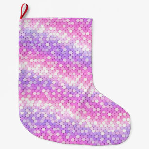 Pink And Mauve Sequins Bling Large Christmas Stocking