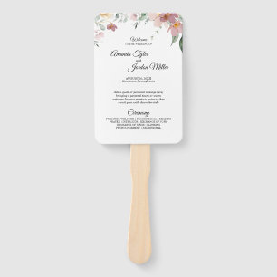 Pink and Mauve Vintage Floral Wedding Program Hand Fan