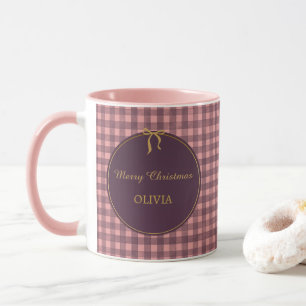 Pink and Mauve Watercolor Gingham Mug