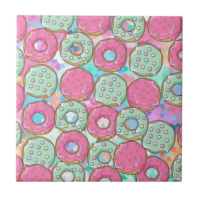 PINK AND MINT COOKIES DONUT SPRINKLE CRUSH TILE (Front)