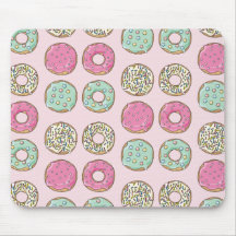 Pink and Mint Doughnut Print Mousepad