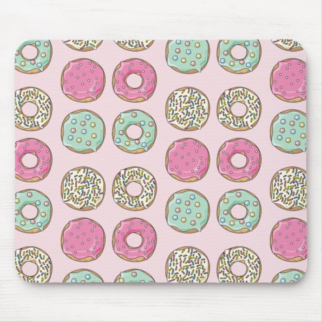 Pink and Mint Doughnut Print Mousepad (Front)