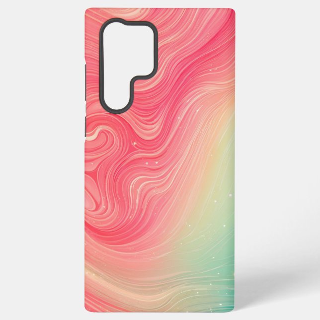 Pink and Mint Green Abstract Marble Phone Case (Back)