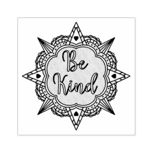 Pink and Mint Green Be Kind Rubber Stamp
