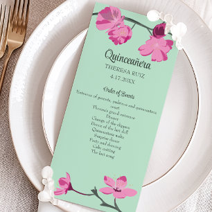 Pink and Mint Green Cherry Blossom Quinceanera