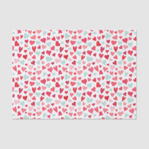Pink and Mint Green Hearts Pattern Tissue Paper