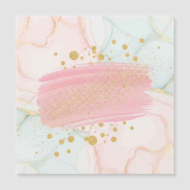 Pink and Mint Marble with Gold Glitter Brush Strok (Front)