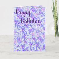 Pink And Moave Frangipani Flowers, Birthday Card,
