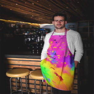 Pink And More Abstract Splash Paint Apron