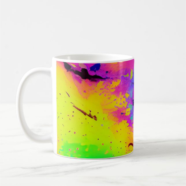 Pink And More Abstract Splash Paint Coffee Mug (Left)