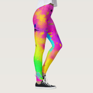 Pink And More Abstract Splash Paint Leggings