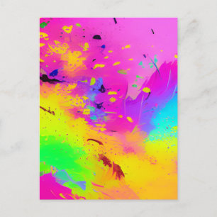 Pink And More Abstract Splash Paint Postcard