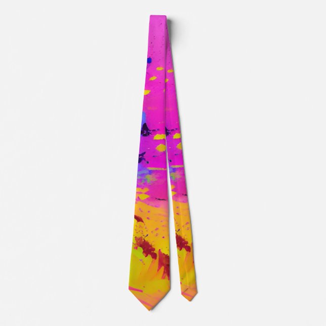 Pink And More Abstract Splash Paint Tie (Front)