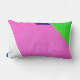 Pink and multicolored abstract art lumbar cushion