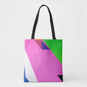 Pink and multicolored abstract art tote bag
