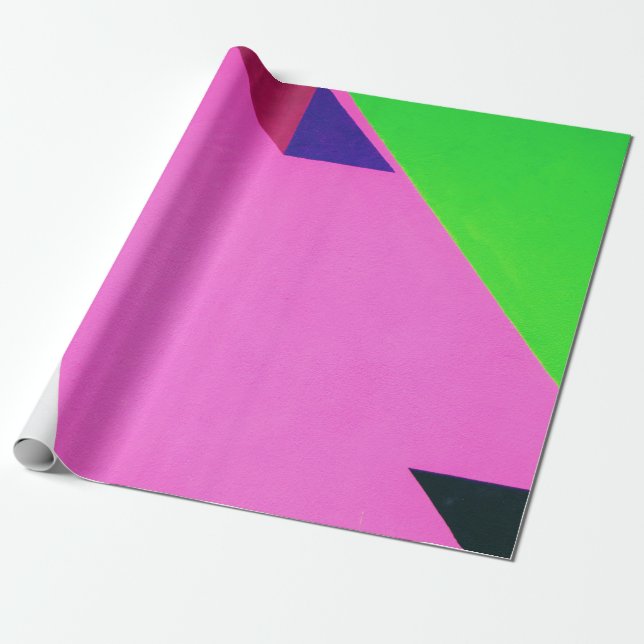 Pink and multicolored abstract art wrapping paper (Unrolled)