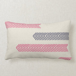 Pink and Navy Aztec Tribal Arrows Lumbar Cushion