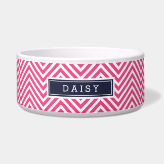 Pink and Navy Blue Chevron Monogram