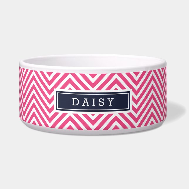 Pink and Navy Blue Chevron Monogram (Front)