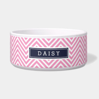 Pink and Navy Blue Chevron Monogram