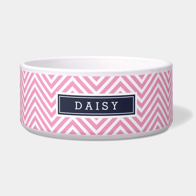 Pink and Navy Blue Chevron Monogram (Front)