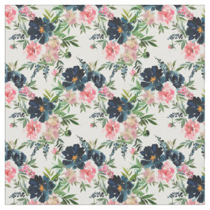 Pink and Navy Blue Floral Fabric