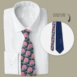Pink and Navy Blue Hydrangea Groomsmen Tie<br><div class="desc">The 'Pink Hydrangea Personalised Watercolor Neck Tie' is a stunning accessory that captures the essence of natural beauty and personalisation, making it an ideal choice for groomsmen gifts, particularly for couples planning spring or summer garden weddings. Inspired by the lush blooms of pink hydrangeas on a navy blue background, this...</div>