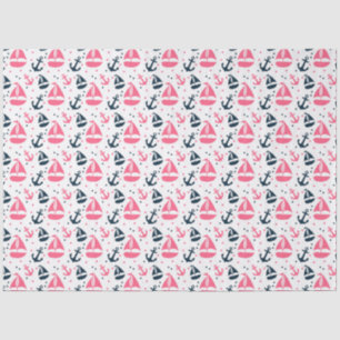 Pink and Navy Nautical Series Design 13 Tissue Paper