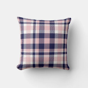 Pink and navy Plaid, checkered, tartan seamless Cushion