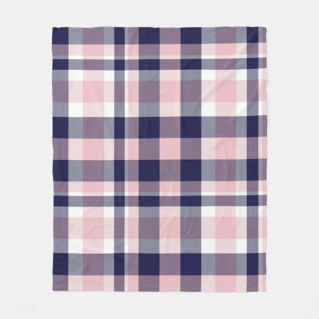 Pink and navy Plaid,  chequered,  tartan seamless  Fleece Blanket (Front)