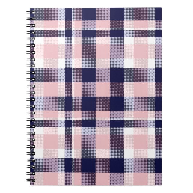 Pink and navy Plaid,  chequered,  tartan seamless  Notebook (Front)