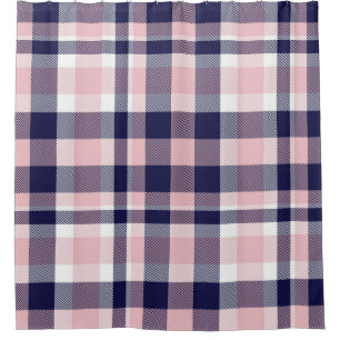 Pink and navy Plaid,  chequered,  tartan seamless  Shower Curtain