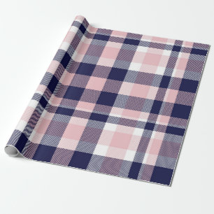 Pink and navy Plaid, chequered, tartan seamless Wrapping Paper