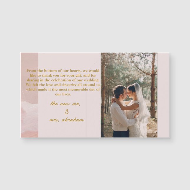 Pink and Neutral Modern Elegant wedding thank you  (Front)