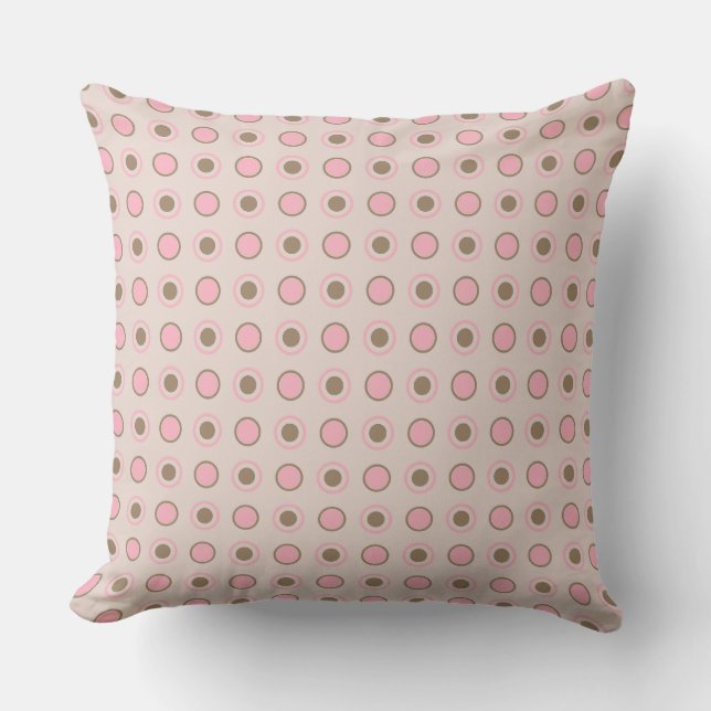 Pink and olive dots cushion (Front)