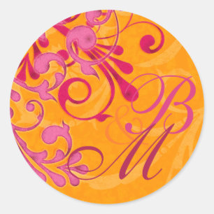 Pink and Orange Abstract Floral Envelope Seal