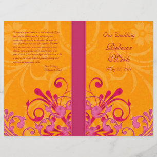 Pink and Orange Abstract Floral Wedding Program