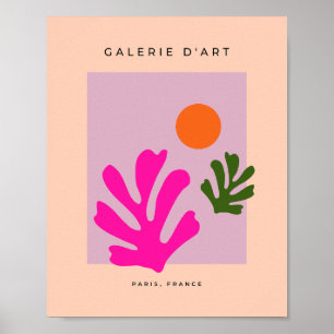 Pink And Orange Abstract Leaves Cut Outs Poster