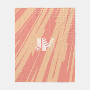 Pink and orange abstract retro design fleece blanket