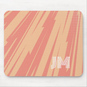 Pink and orange abstract retro design mouse pad