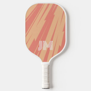 Pink and orange abstract retro design pickleball paddle