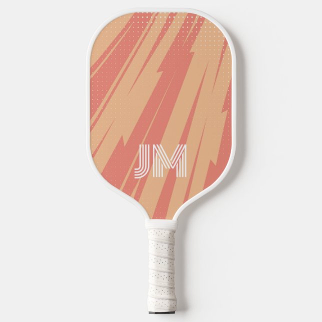 Pink and orange abstract retro design pickleball paddle (Front)