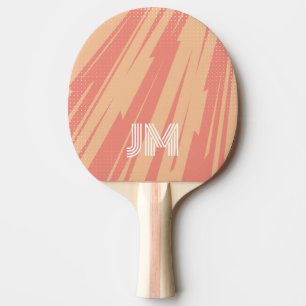 Pink and orange abstract retro design ping pong paddle