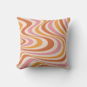 Pink and orange abstract swirl design cushion