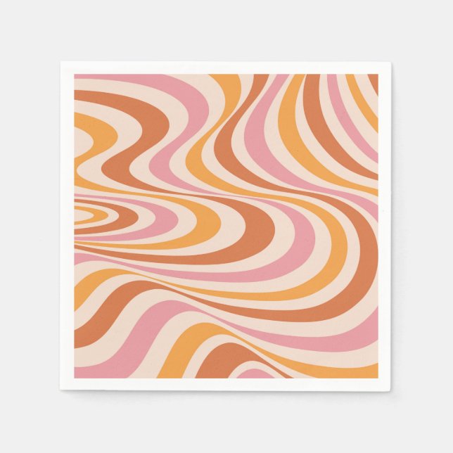 Pink and orange abstract swirl design napkin (Front)