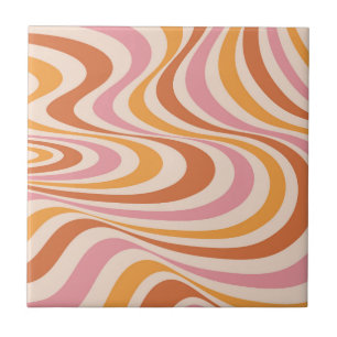 Pink and orange abstract swirl design tile