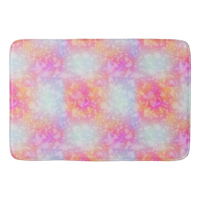 Pink and Orange Abstract Watercolor Background Bath Mat (Front)