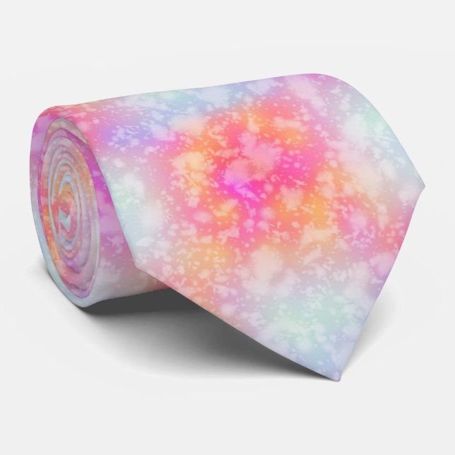 Pink and Orange Abstract Watercolor Background Tie (Rolled)