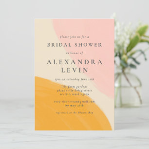 Pink and Orange Abstract Watercolor Bridal Shower Invitation